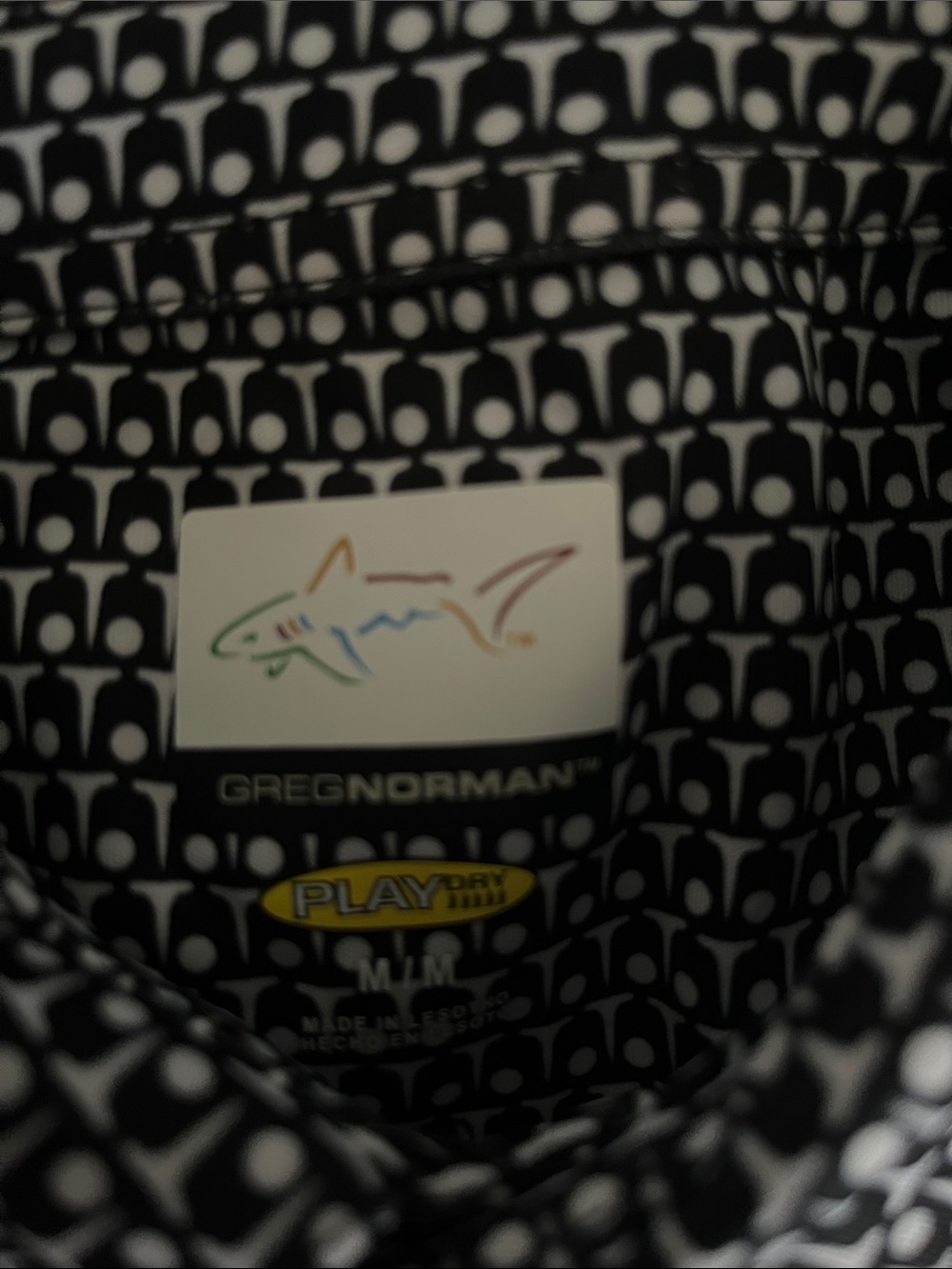 Greg Norman Collection Black and White Geometric Polo - Picture 2 of 2